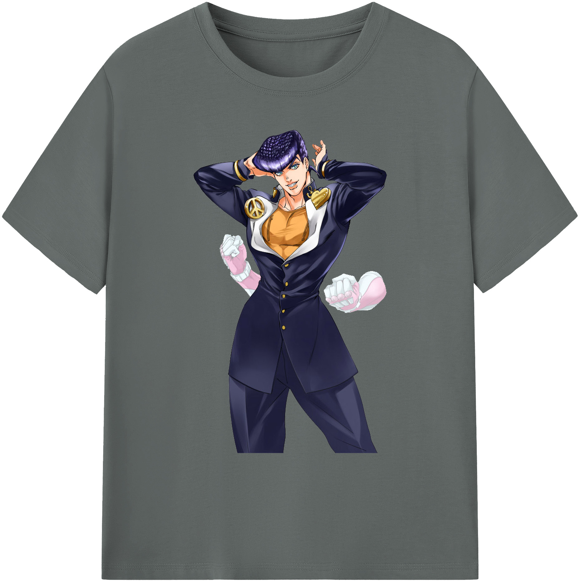 （画像用） ジョジョの奇妙な冒険 ひがしかた じょうすけ JoJo's Bizarre Adventure Higashikata Josuke 綿100％ メンズ半袖Tシャツ｜肌触りやわらか＆通気性